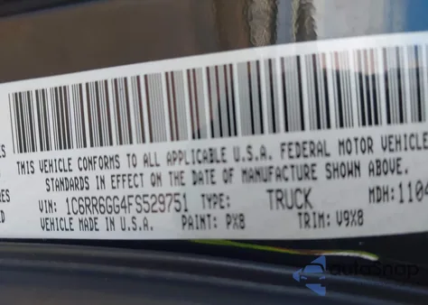 2015 Ram 1500 Slt from USA, damaged, VIN 1C6RR6GG4FS529751